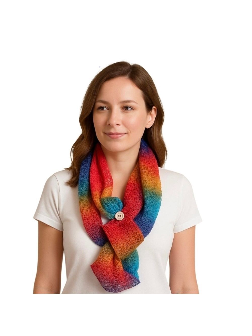 Hand Crafted Bohemian Multicolored Rainbow Crochet Lace Scarf